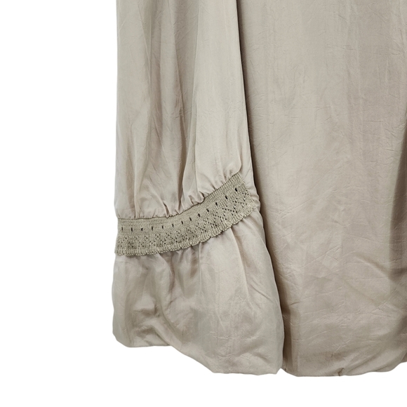 Lilith Women's Cupro Lace Applique Midi Skirt Tan Large - Picture 4 of 7